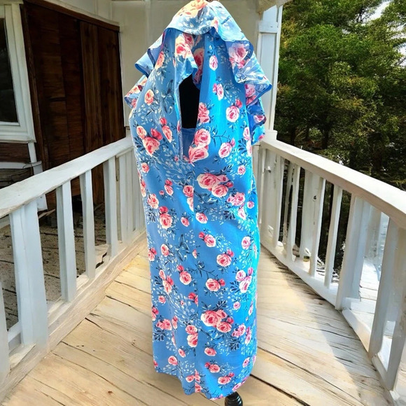 Andree By‎ Unit Floral Ruffle Off Shoulder One Sleeve Dress Blue Pink Sz Small - Picture 3 of 6